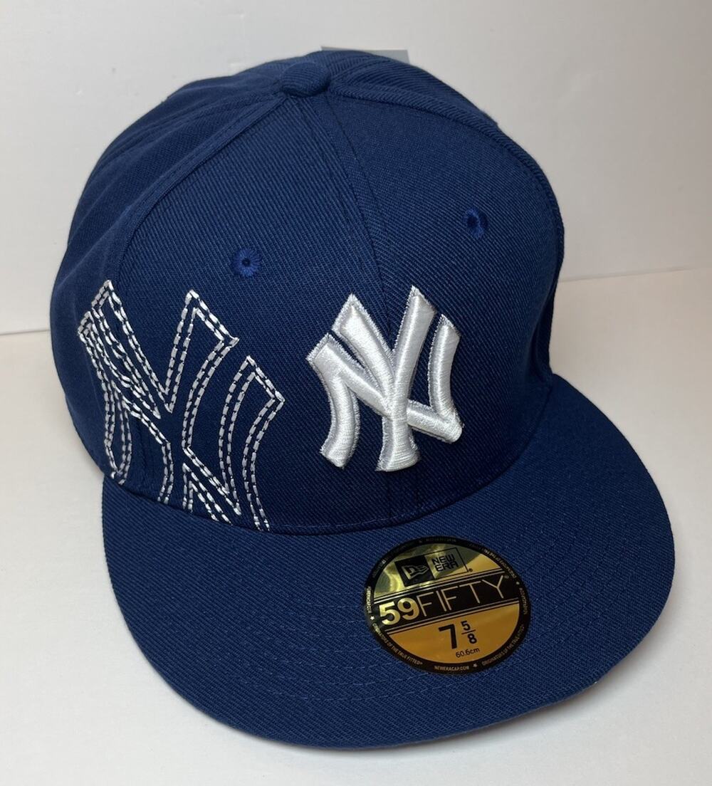 New Era 59FIFTY New York Yankees Fitted Hat Size 7 5/8 Blue Cooperstown NWT
